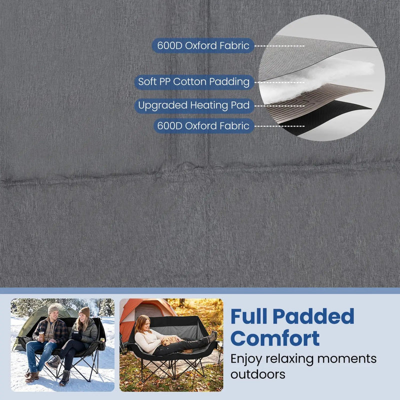 Heated Double Camping Chair with 4 Heating Zones by DirectDeals