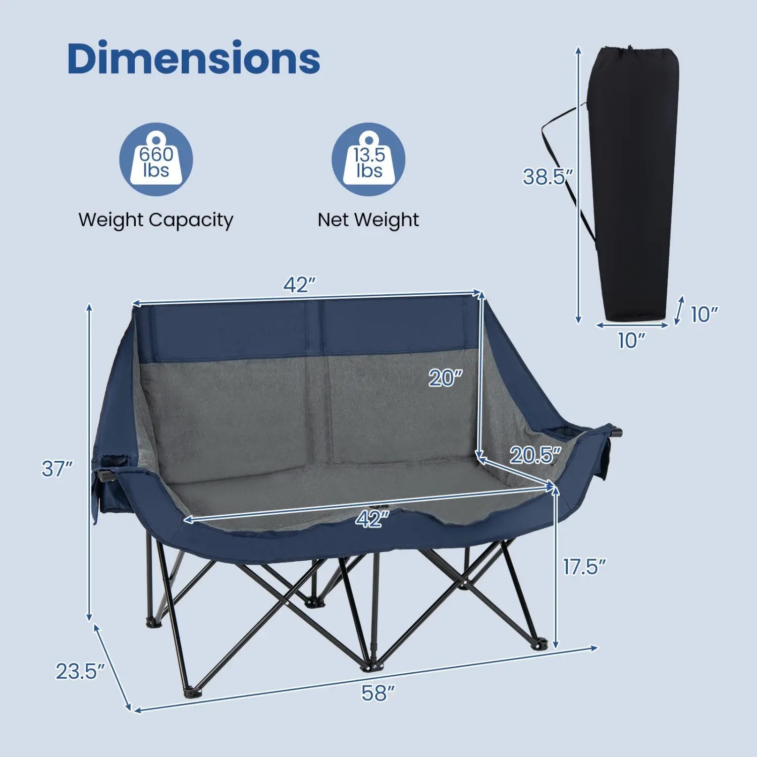 Heated Double Camping Chair with 4 Heating Zones by DirectDeals