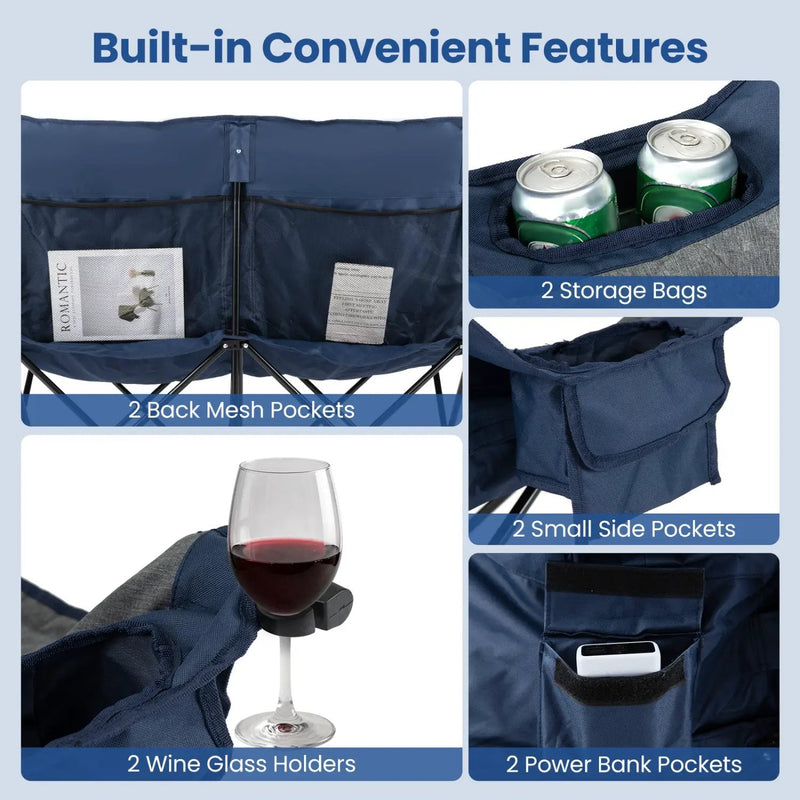 Heated Double Camping Chair with 4 Heating Zones by DirectDeals