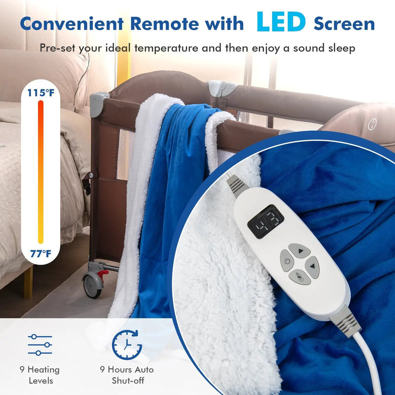 Heated Electric Blanket Throw with 10 Heat Levels by DirectDeals