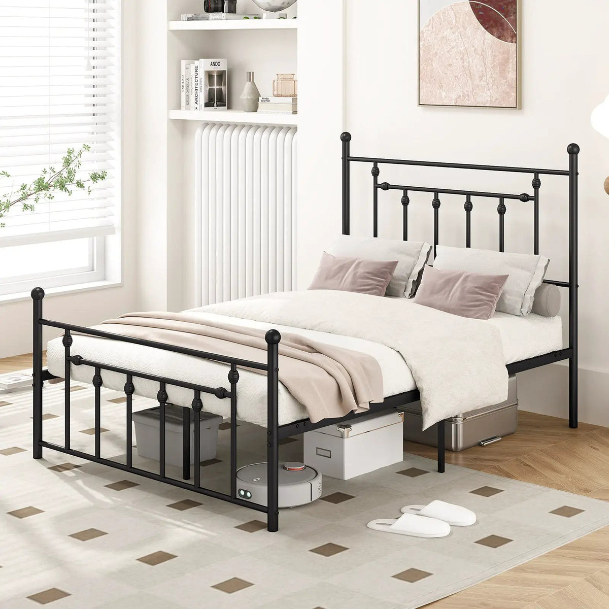Full/Queen/Twin Size Heavy-duty Metal Bed Frame with Headboard by DirectDeals