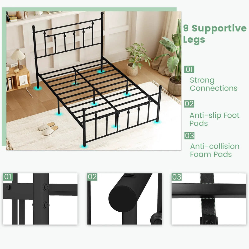 Full/Queen/Twin Size Heavy-duty Metal Bed Frame with Headboard by DirectDeals