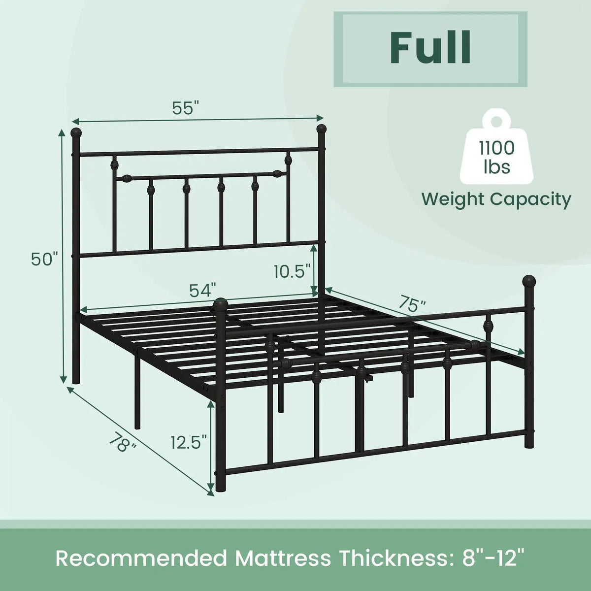 Full/Queen/Twin Size Heavy-duty Metal Bed Frame with Headboard by DirectDeals
