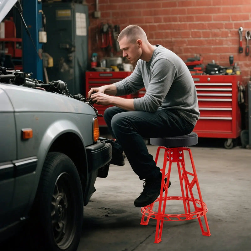 Heavy-Duty Aluminum Garage Bar Chair with 360¬∞ Swiveling Seat-Red by DirectDeals