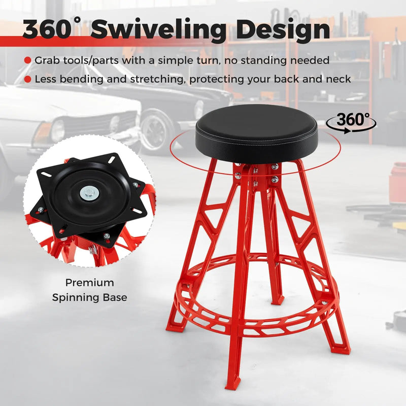 Heavy-Duty Aluminum Garage Bar Chair with 360¬∞ Swiveling Seat-Red by DirectDeals