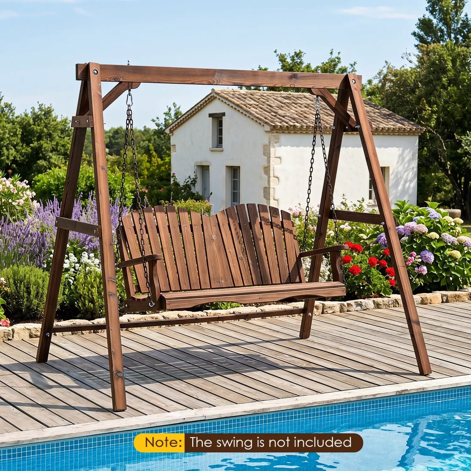 Carbonized Fir Wood Swing Frame with 880 lb Capacity by DirectDeals