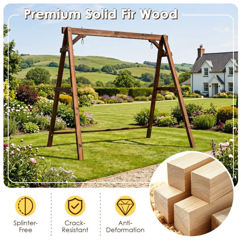 Carbonized Fir Wood Swing Frame with 880 lb Capacity by DirectDeals