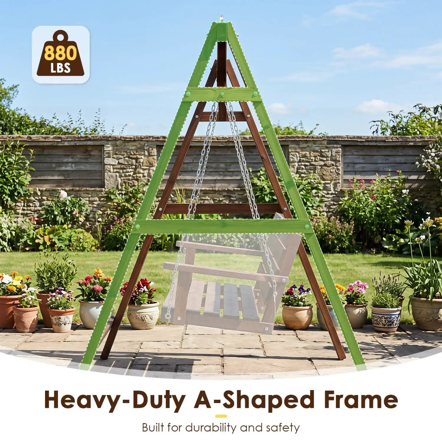 Carbonized Fir Wood Swing Frame with 880 lb Capacity by DirectDeals