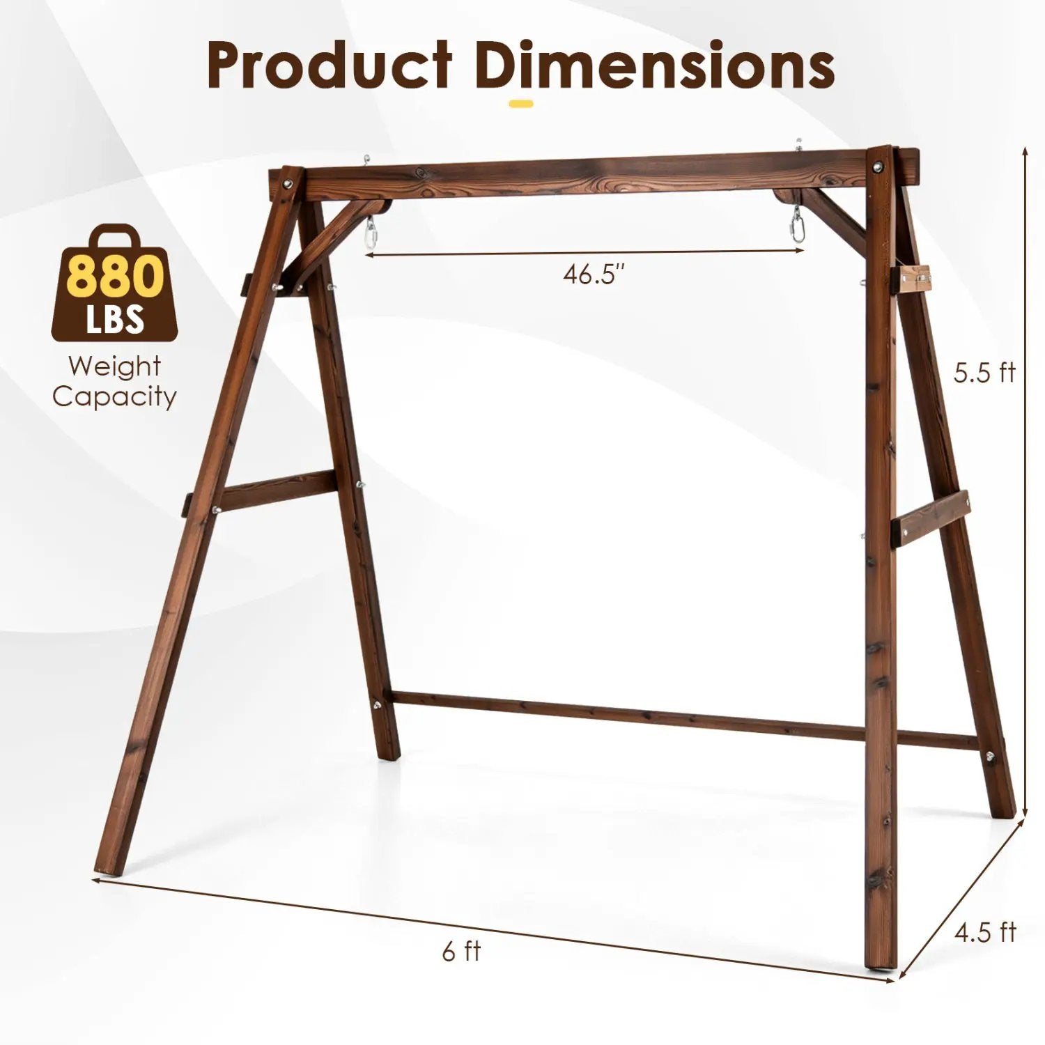 Carbonized Fir Wood Swing Frame with 880 lb Capacity by DirectDeals