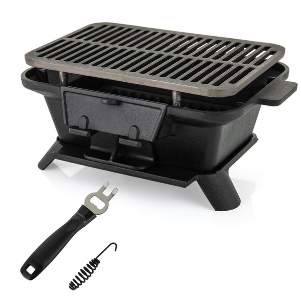100% Cast Iron Hibachi Grill with Grill Grate Lifter, photo 2 of 6