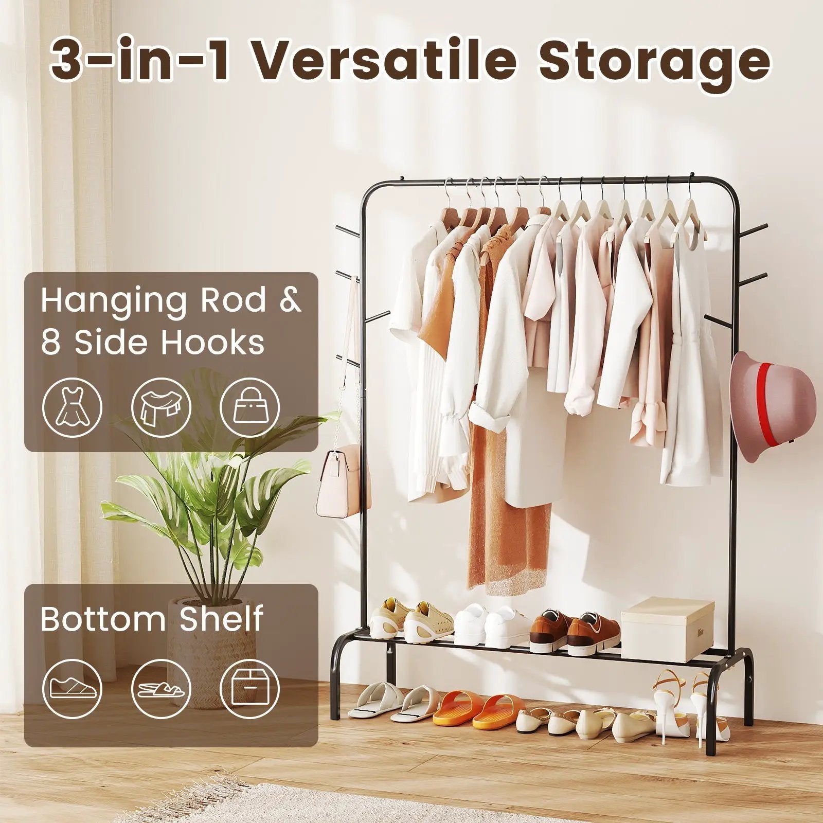 Heavy Duty Clothes Rack 50-Inch Wide Metal Garment Wardrobe Rack-Black by DirectDeals