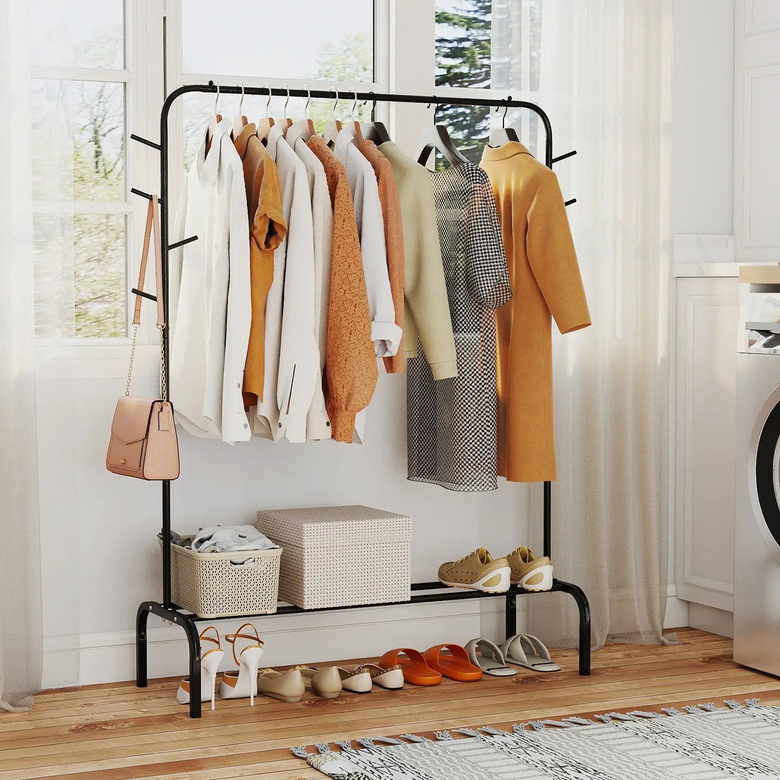 Heavy Duty Clothes Rack 50-Inch Wide Metal Garment Wardrobe Rack-Black by DirectDeals
