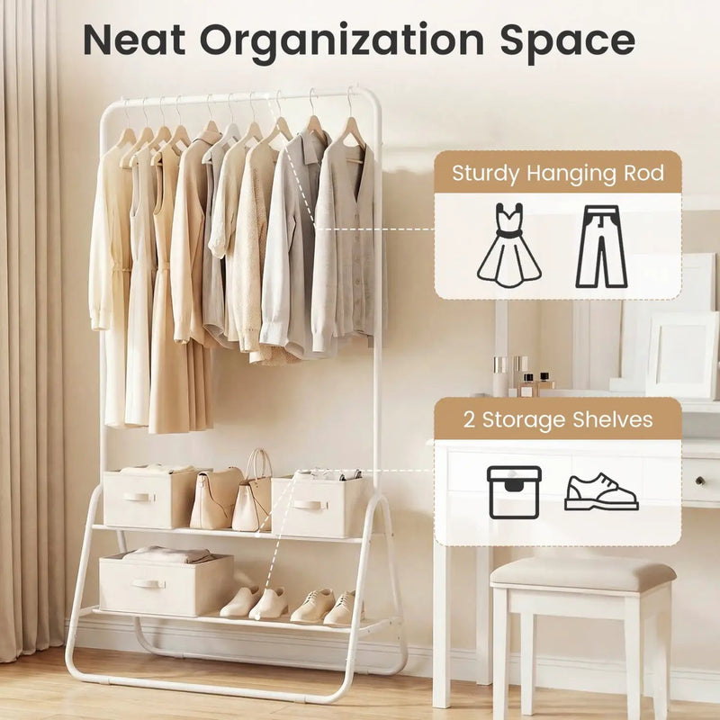 Heavy Duty Clothes Rack with Hanging Rod and Storage Shelves by DirectDeals