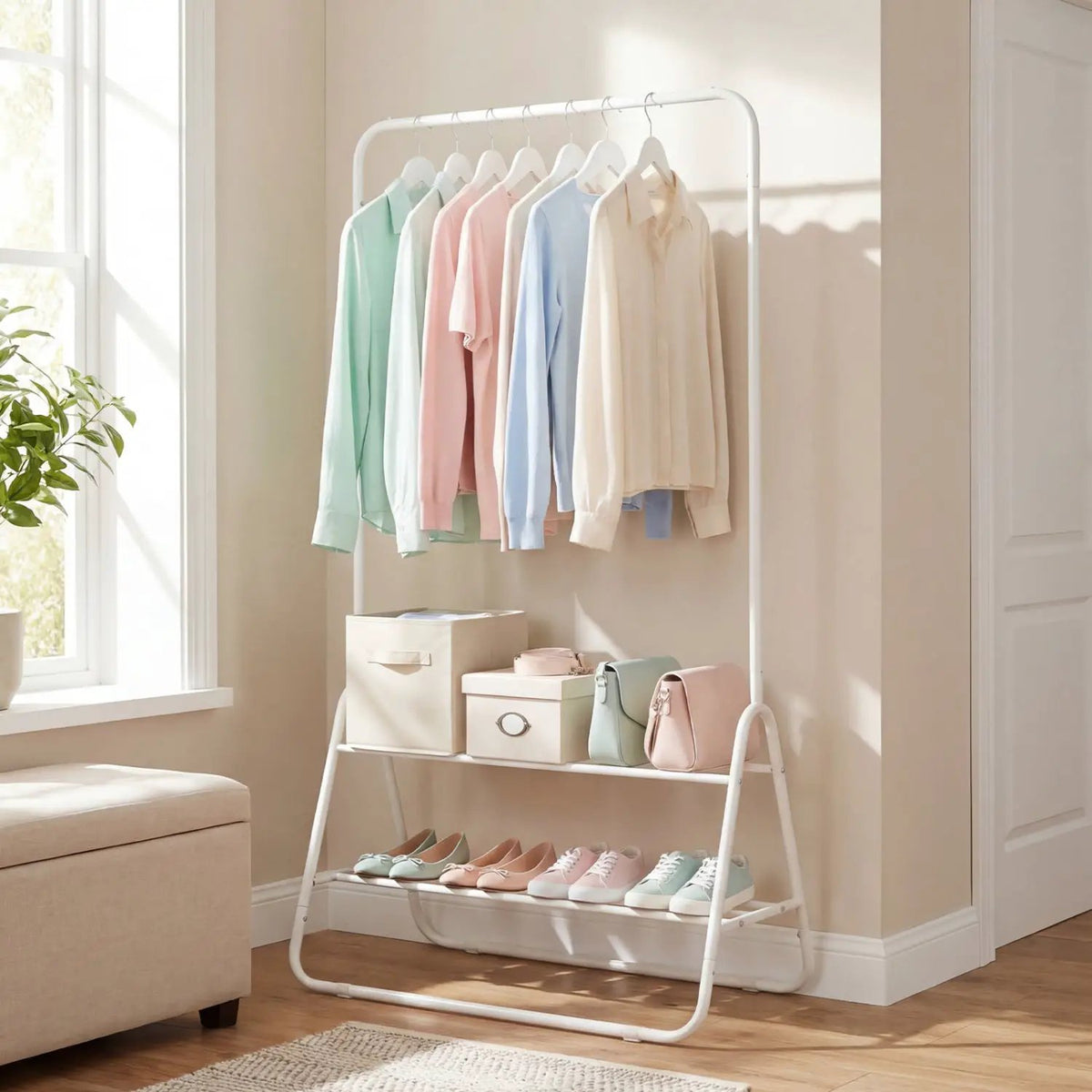 Heavy Duty Clothes Rack with Hanging Rod and Storage Shelves by DirectDeals