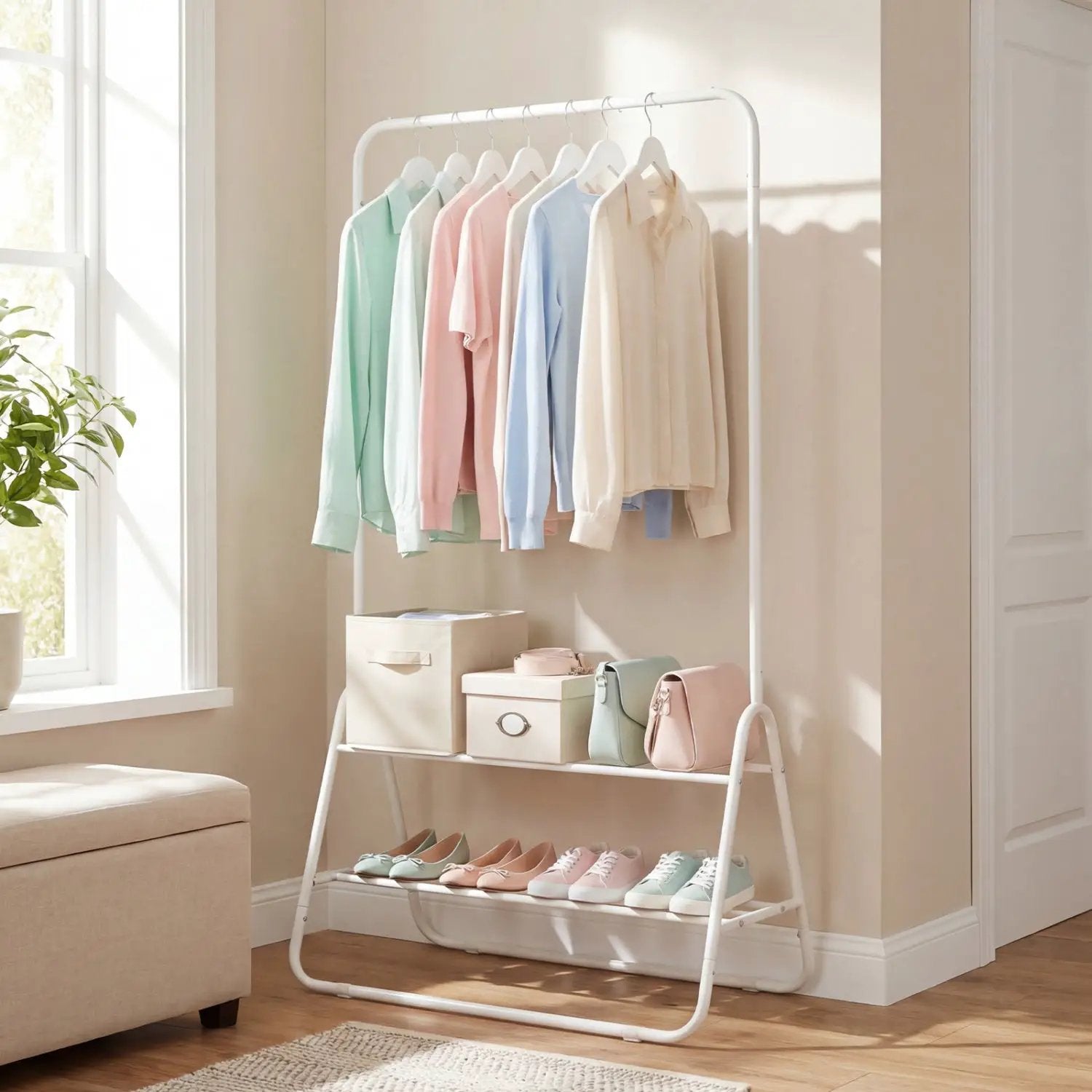 Heavy Duty Clothes Rack with Hanging Rod and Storage Shelves by DirectDeals