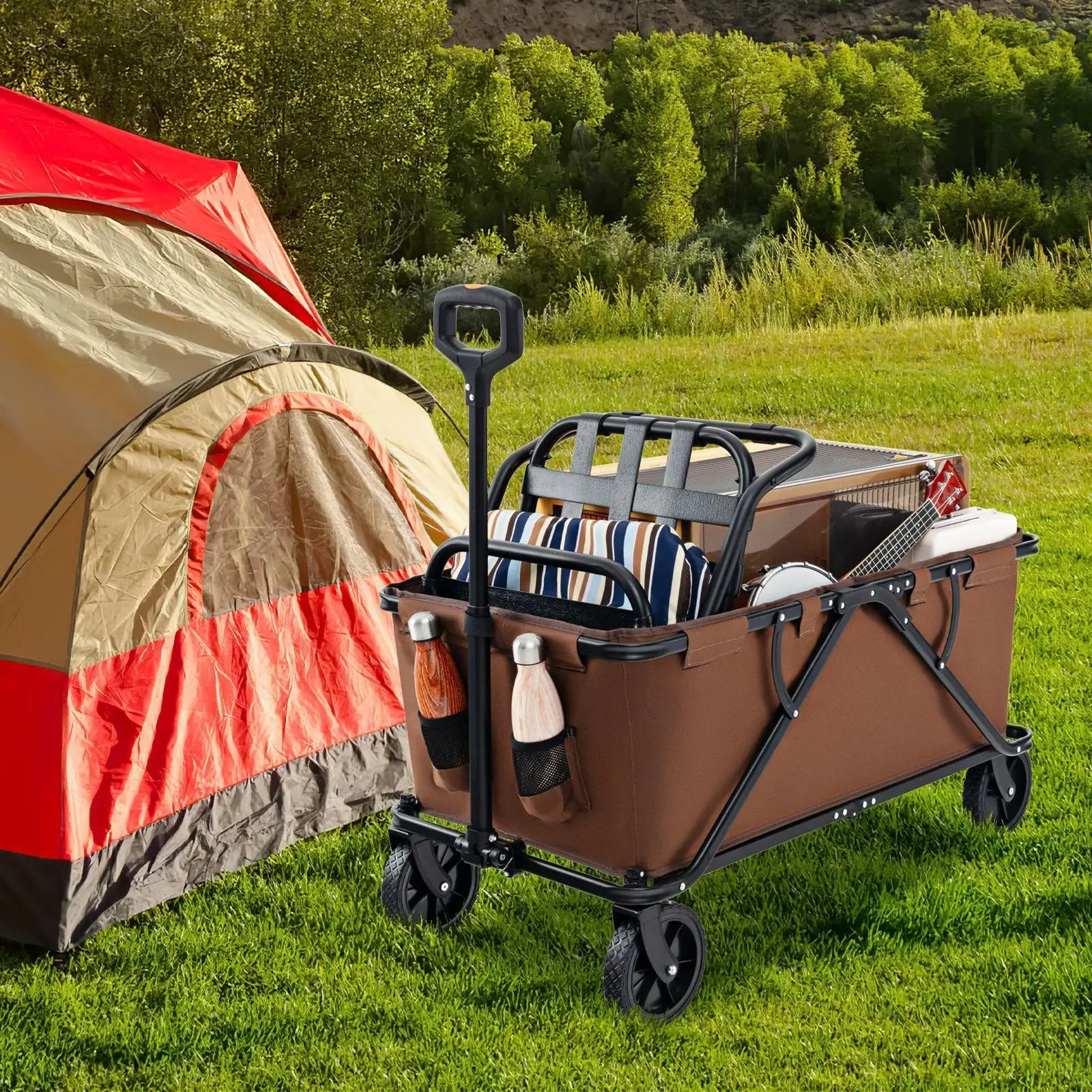 Collapsible Folding Wagon Cart with Adjustable Handlebar by DirectDeals