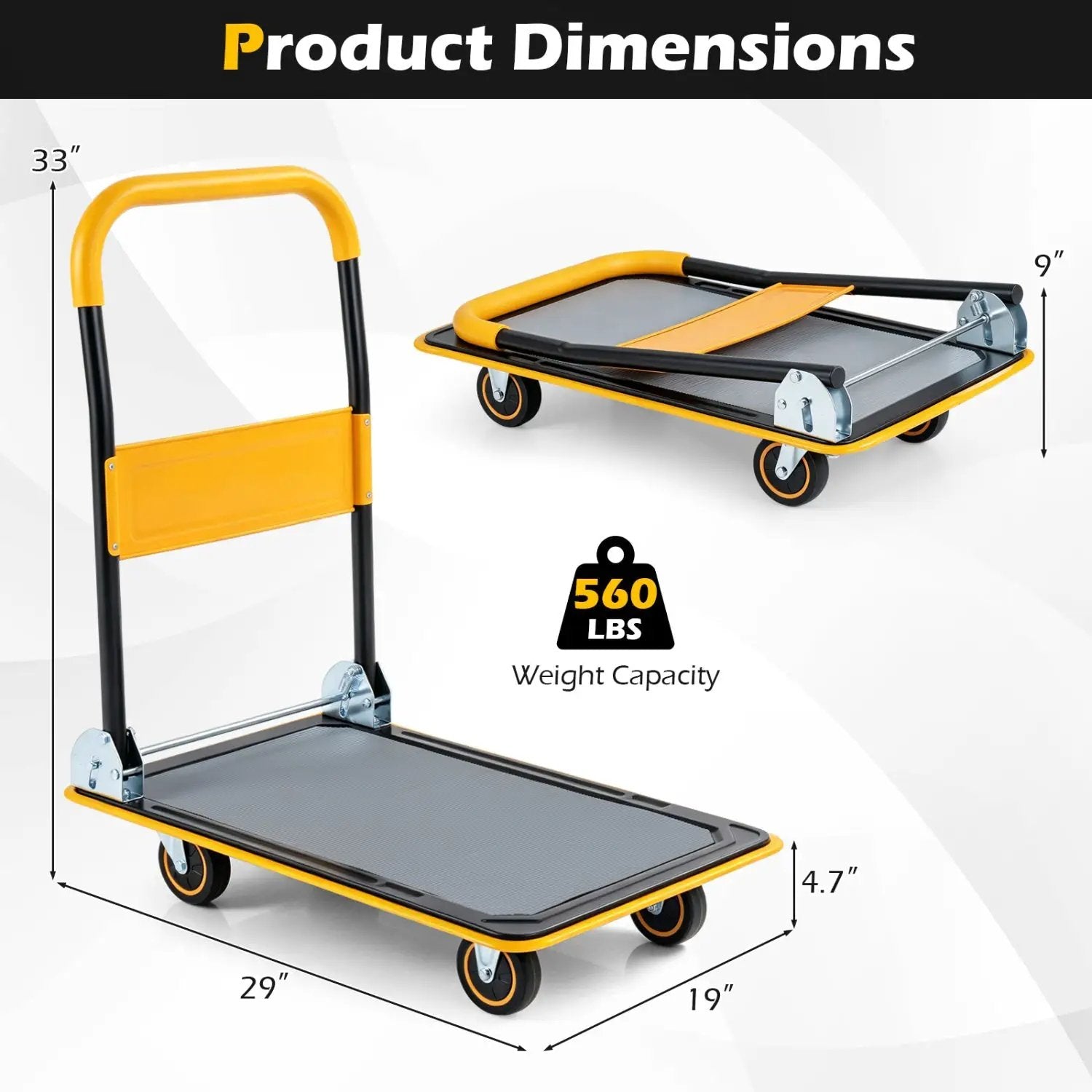Foldable Push Cart Dolly with 560 lbs Capacity by DirectDeals