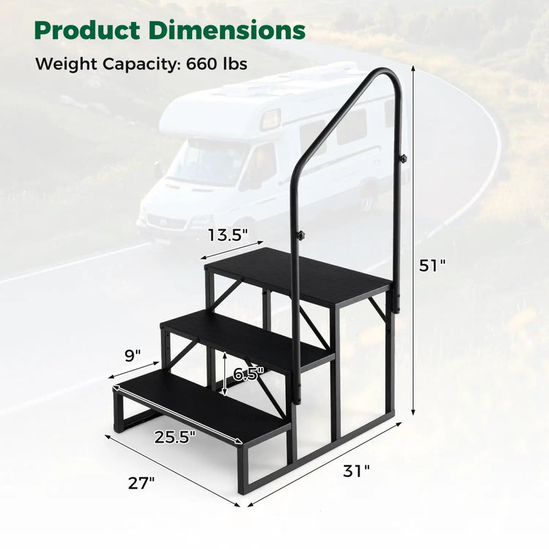 Heavy Duty Hot Tub Stair with Wide Anti-Slip Platforms for Porch and Mobile Home by DirectDeals