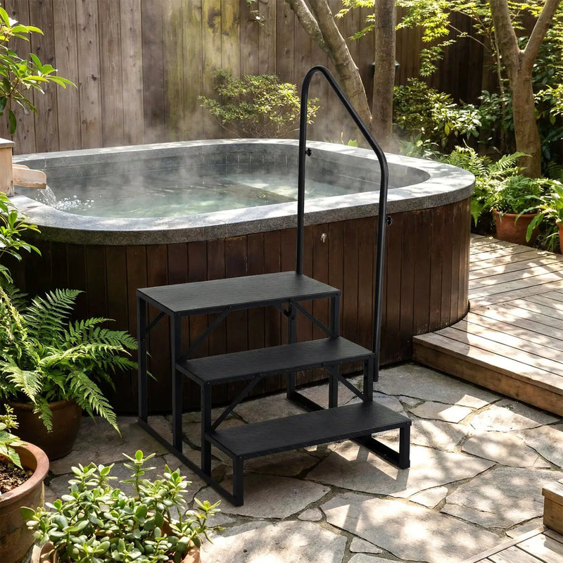 Heavy Duty Hot Tub Stair with Wide Anti-Slip Platforms for Porch and Mobile Home by DirectDeals