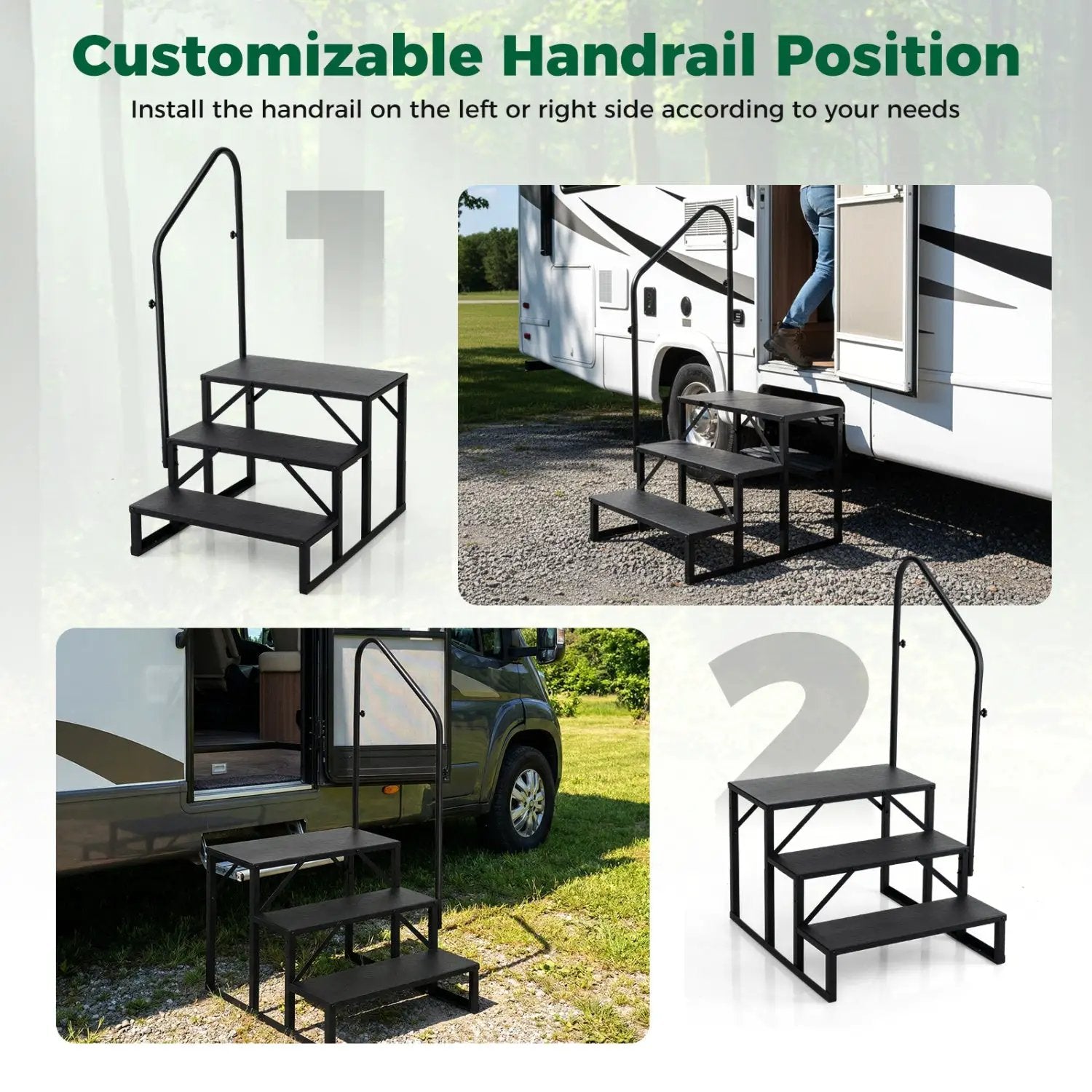 Heavy Duty Hot Tub Stair with Wide Anti-Slip Platforms for Porch and Mobile Home by DirectDeals