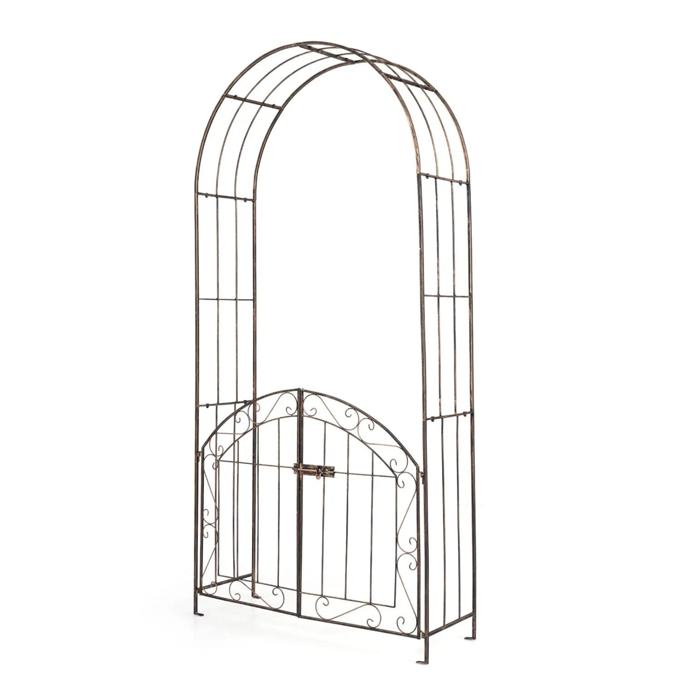 Metal Garden Arch with Gate and Safety Latch - 79" H by DirectDeals