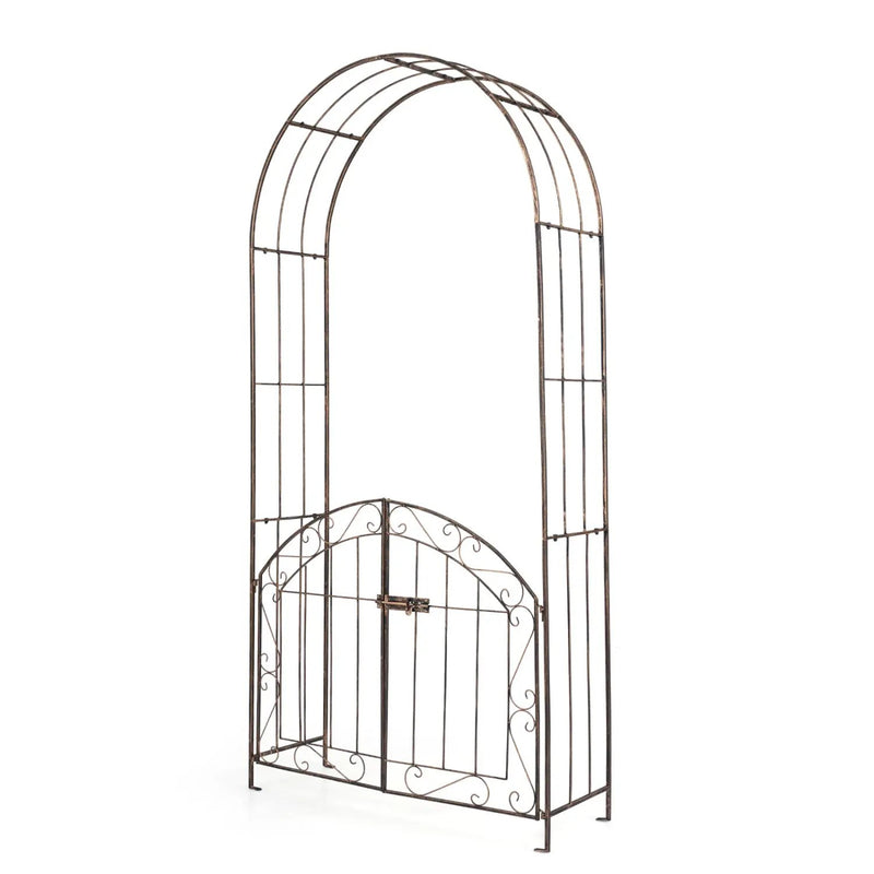 Metal Garden Arch with Gate and Safety Latch - 79" H by DirectDeals