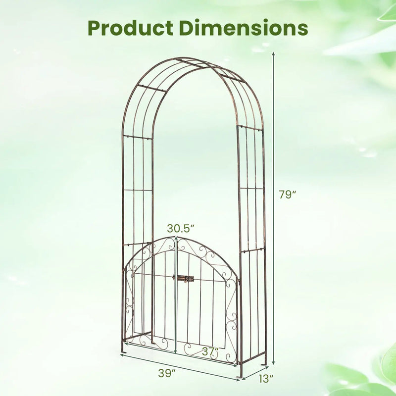 Metal Garden Arch with Gate and Safety Latch - 79" H by DirectDeals