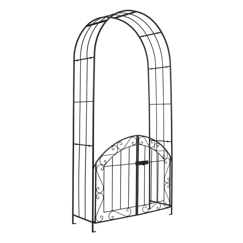 Metal Garden Arch with Gate and Safety Latch - 79" H by DirectDeals