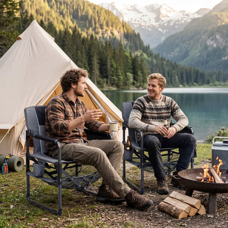 Camping Chair Heavy Duty with Cup Holder and Bottle Opener by DirectDeals