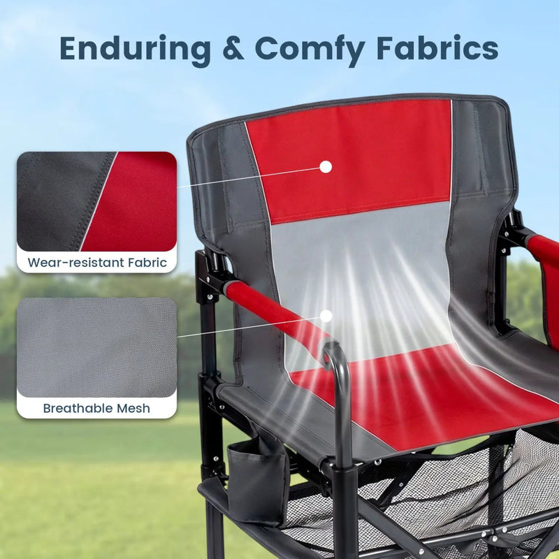 Camping Chair Heavy Duty with Cup Holder and Storage by DirectDeals