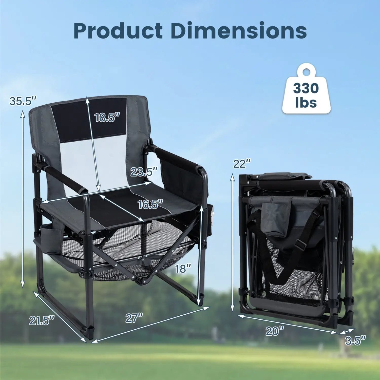 Camping Chair Heavy Duty with Cup Holder and Storage by DirectDeals