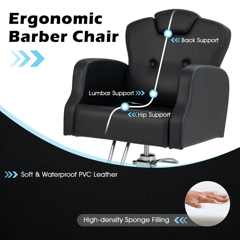 Heavy Duty Salon Chair with 360 Degrees Swivel-Black by DirectDeals