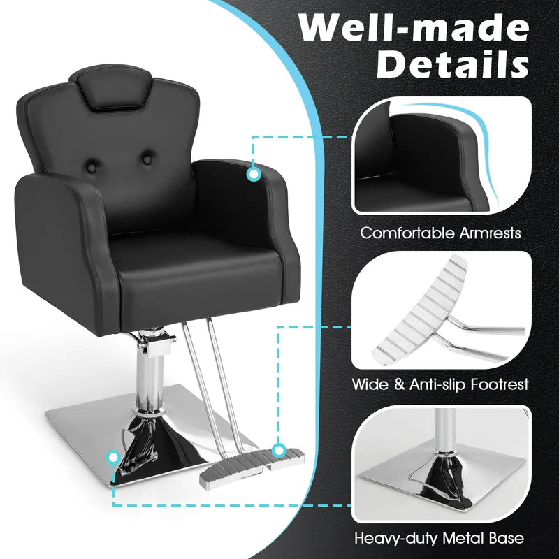 Heavy Duty Salon Chair with 360 Degrees Swivel-Black by DirectDeals