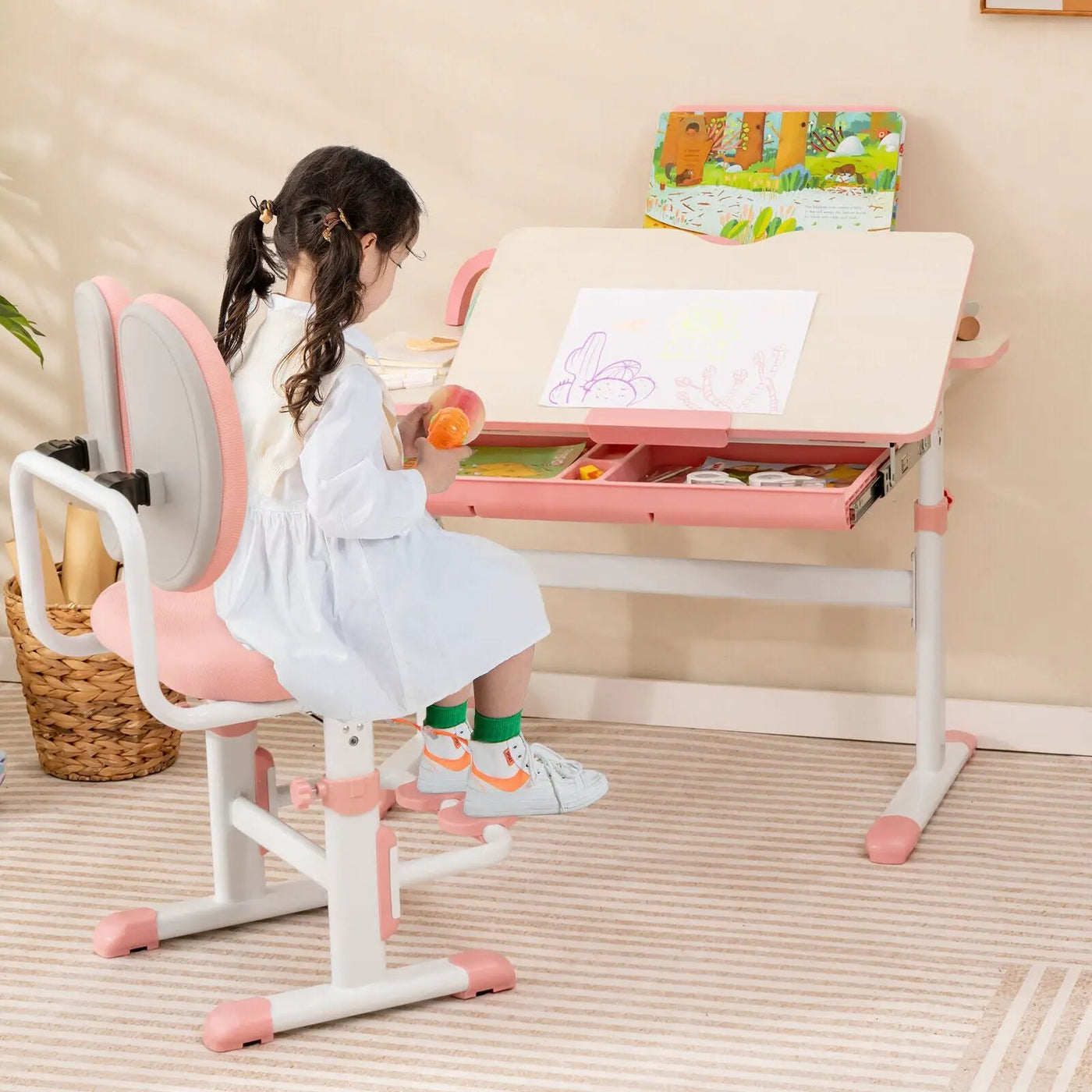 Ergonomic Height-adjustable Kids Study Chair with Double Back Support by DirectDeals