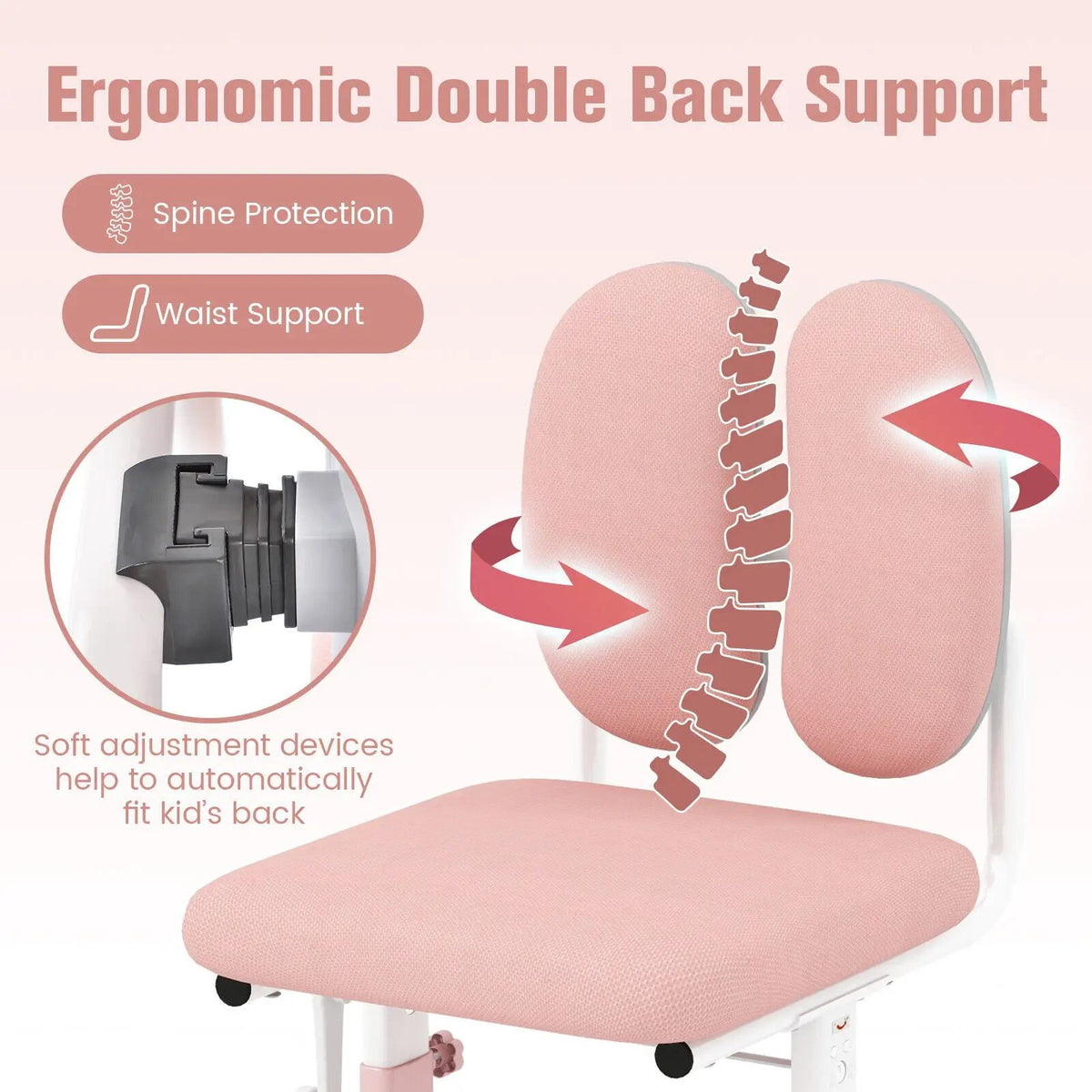 Ergonomic Height-adjustable Kids Study Chair with Double Back Support by DirectDeals