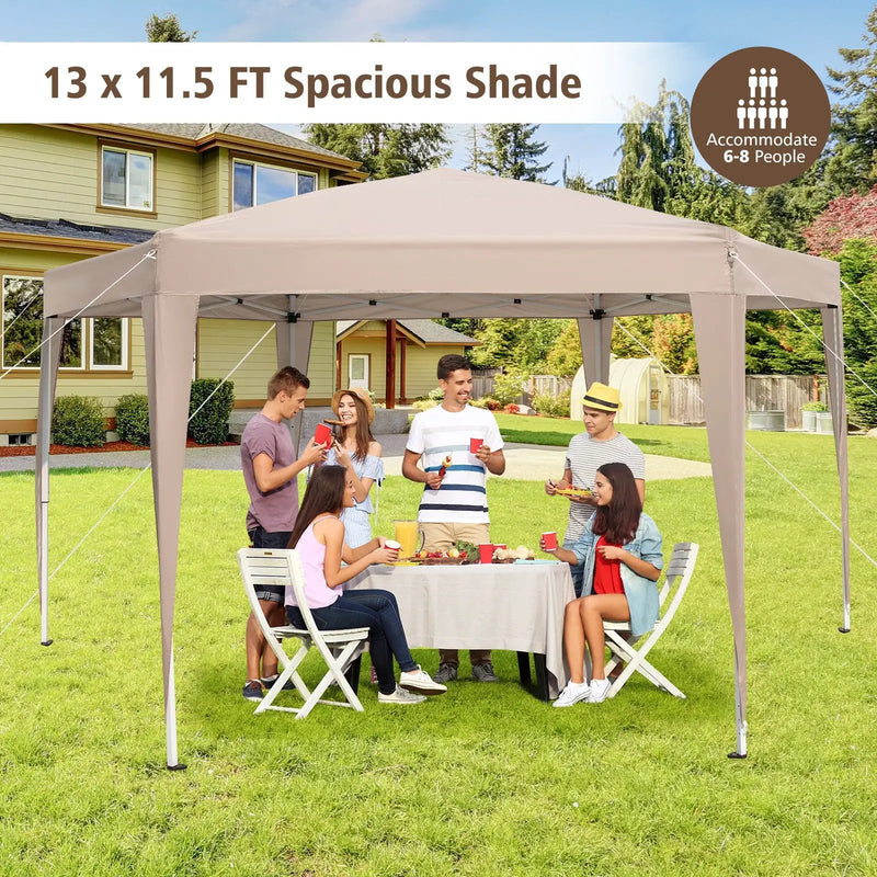 13 x 11.5 FT Hexagonal Pop-Up Height Adjustable Canopy Tent with Dressed Legs-Khaki by DirectDeals