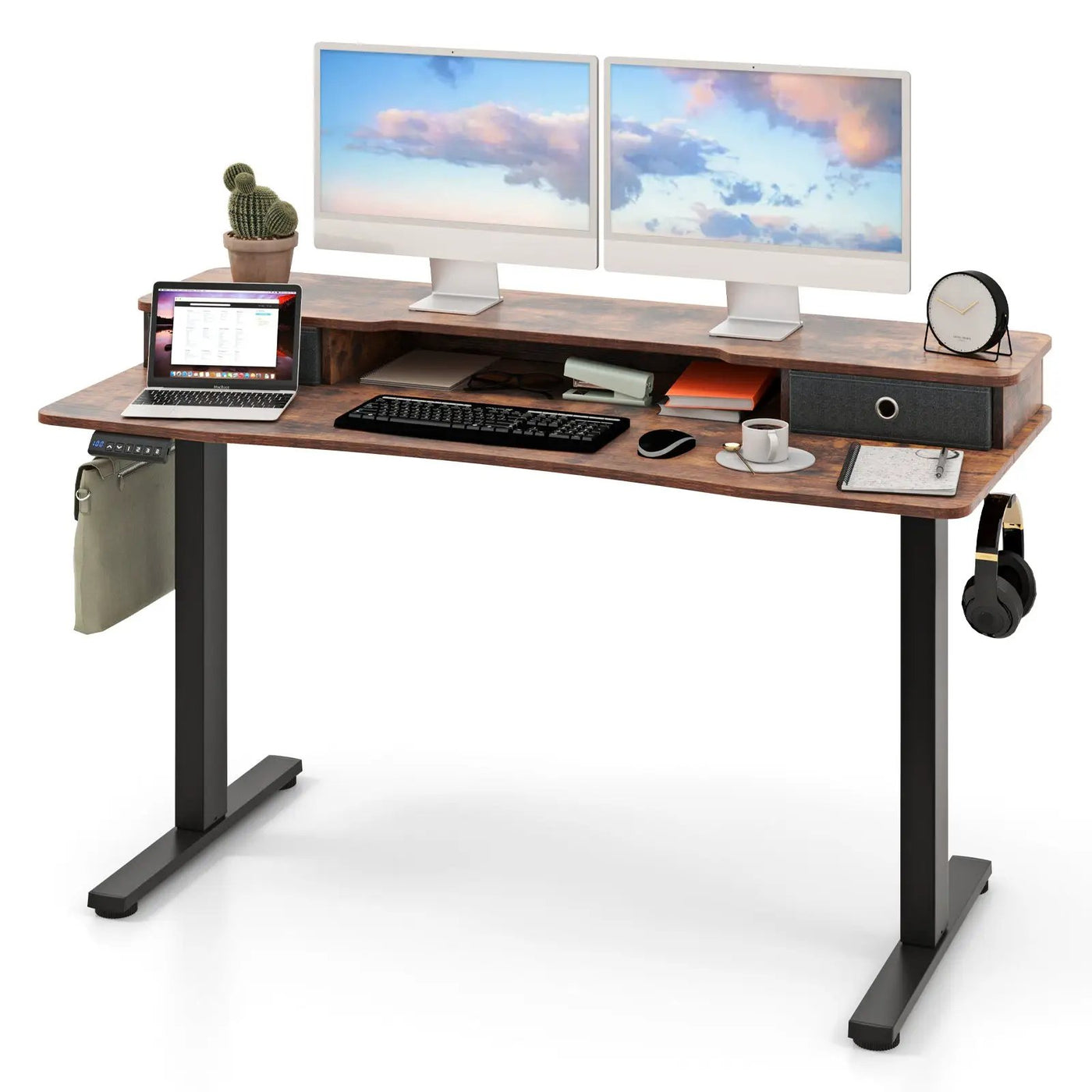 55 Inch x 24 Inch Height Adjustable Electric Standing Desk with 2 Drawers by DirectDeals