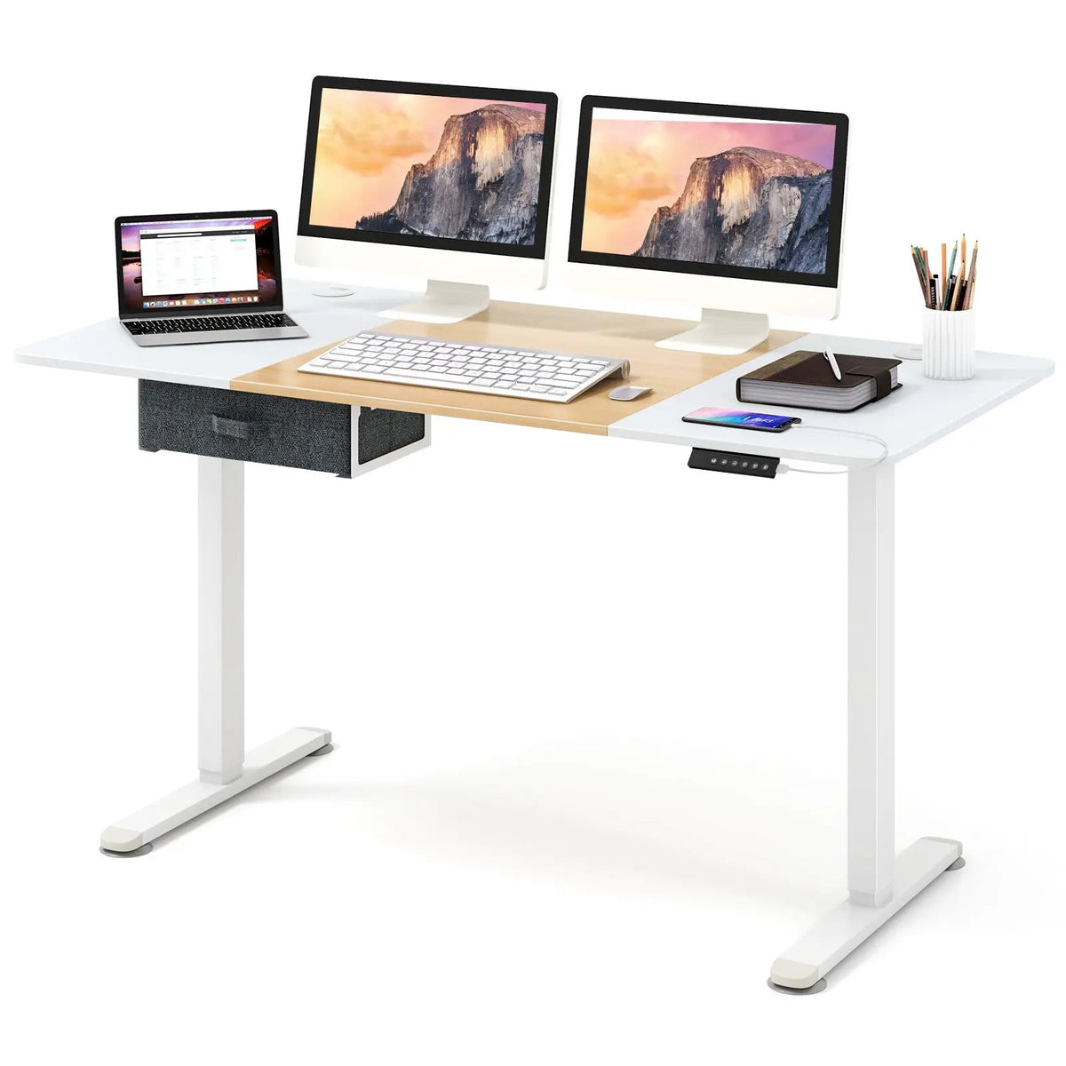 Height Adjustable Electric Standing Desk with USB Charging Port by DirectDeals