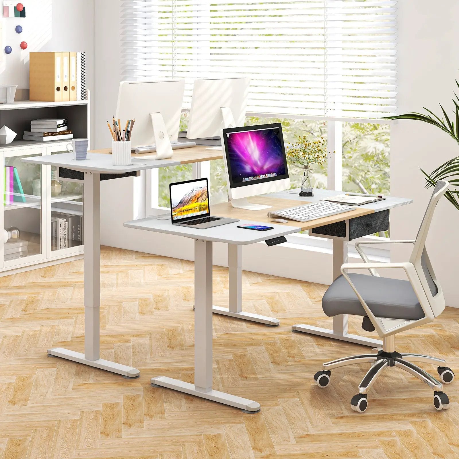 Height Adjustable Electric Standing Desk with USB Charging Port by DirectDeals