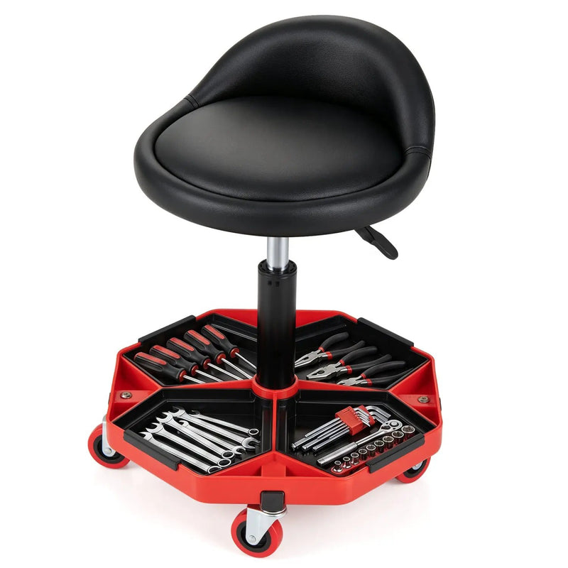 Adjustable Rolling Mechanic Seat with Storage Tray by DirectDeals