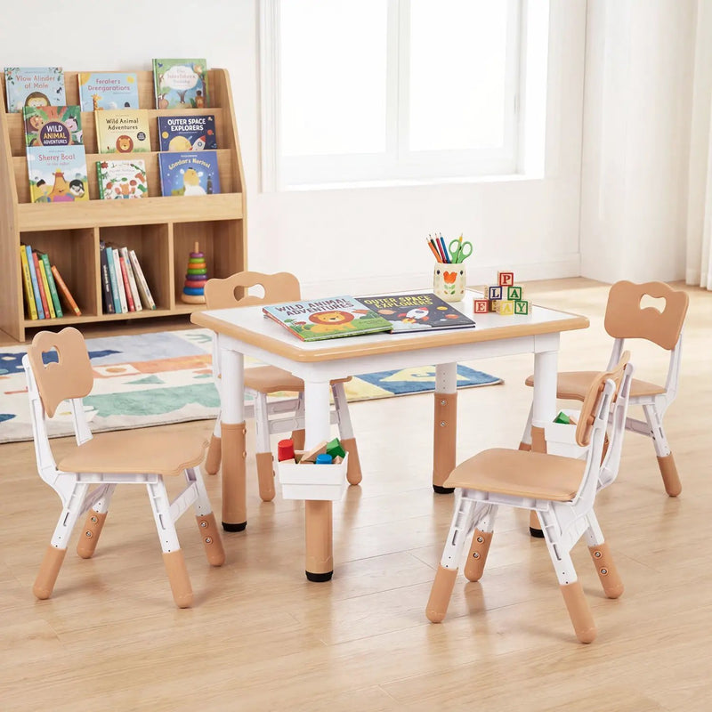 Kids Table and 4 Chairs Set with Adjustable Height by DirectDeals