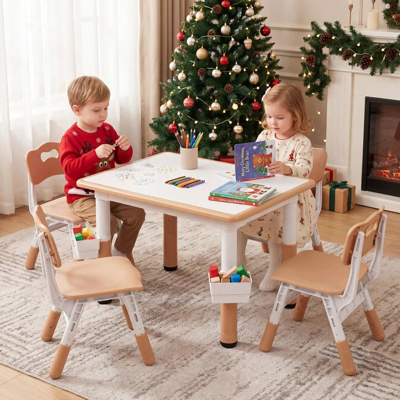 Kids Table and 4 Chairs Set with Adjustable Height by DirectDeals