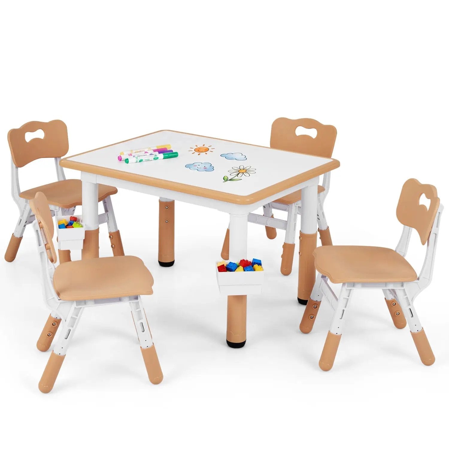 Kids Table and 4 Chairs Set with Adjustable Height by DirectDeals