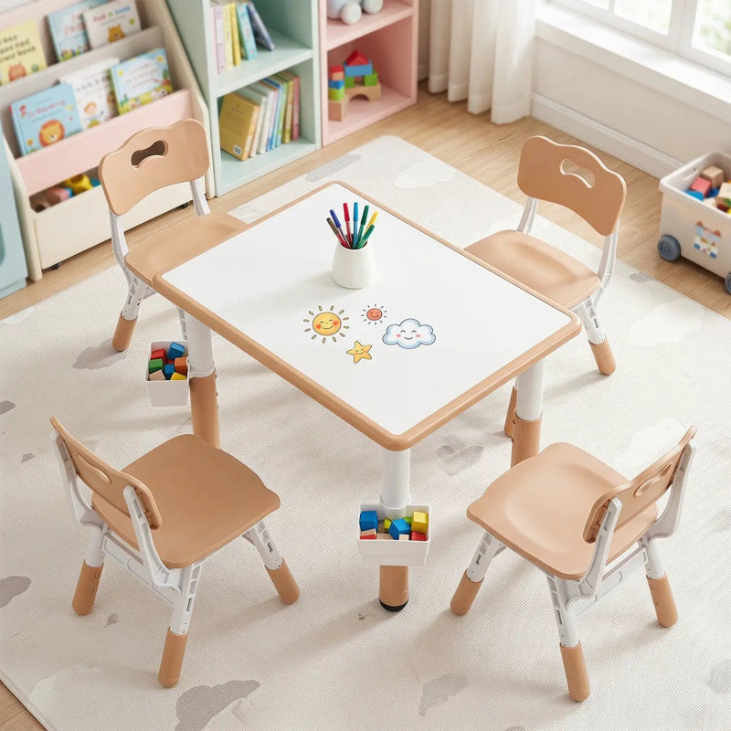 Kids Table and 4 Chairs Set with Adjustable Height by DirectDeals
