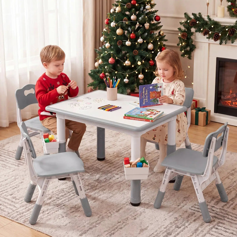 Kids Table and 4 Chairs Set with Adjustable Height by DirectDeals