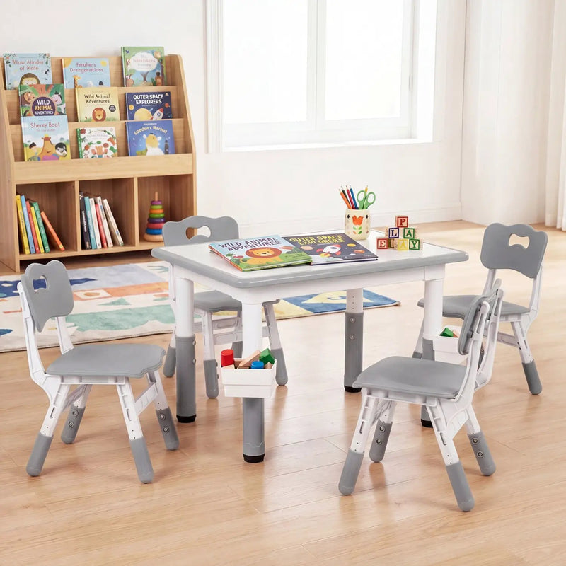 Kids Table and 4 Chairs Set with Adjustable Height by DirectDeals
