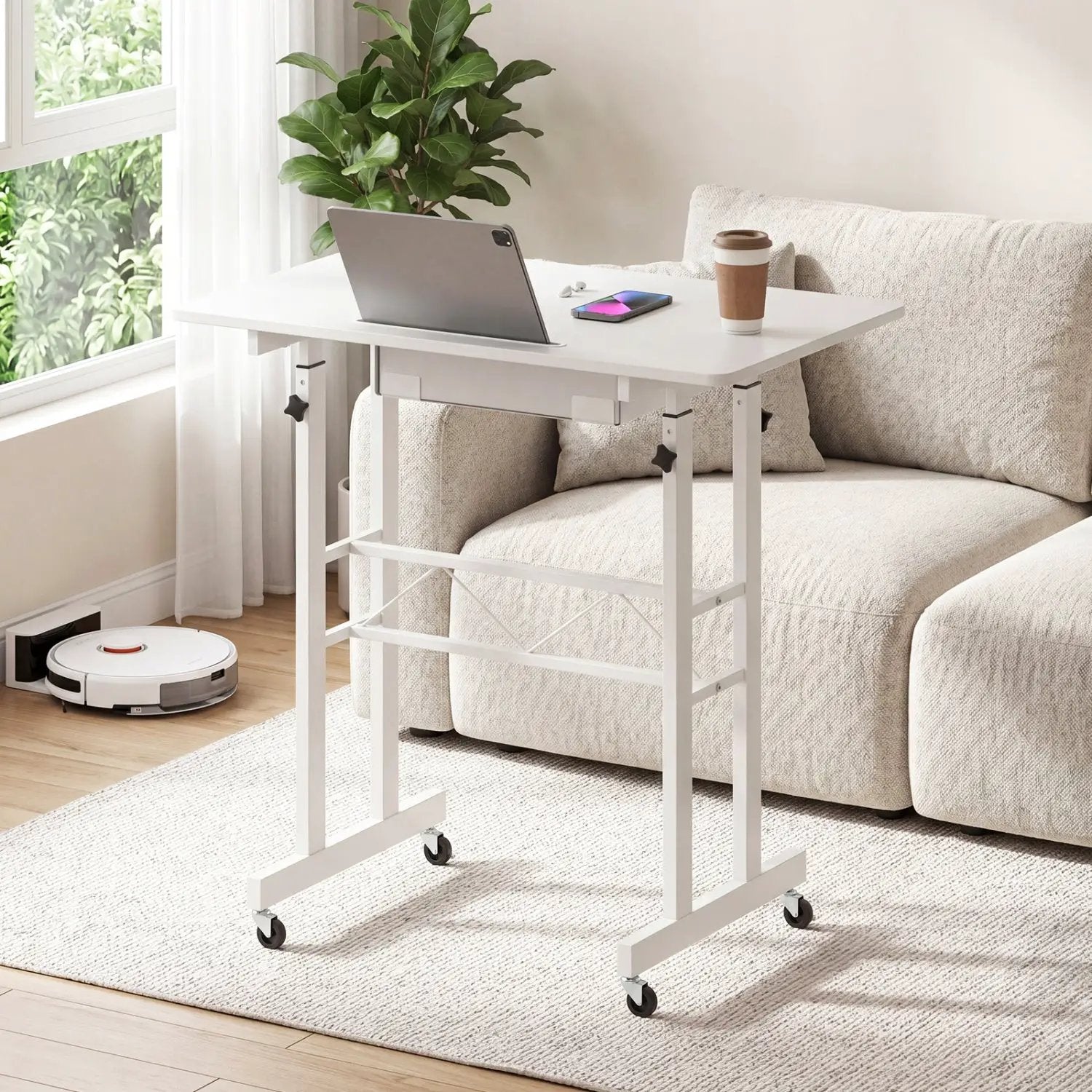 Height Adjustable Standing Desk with Wheels & Drawer by DirectDeals