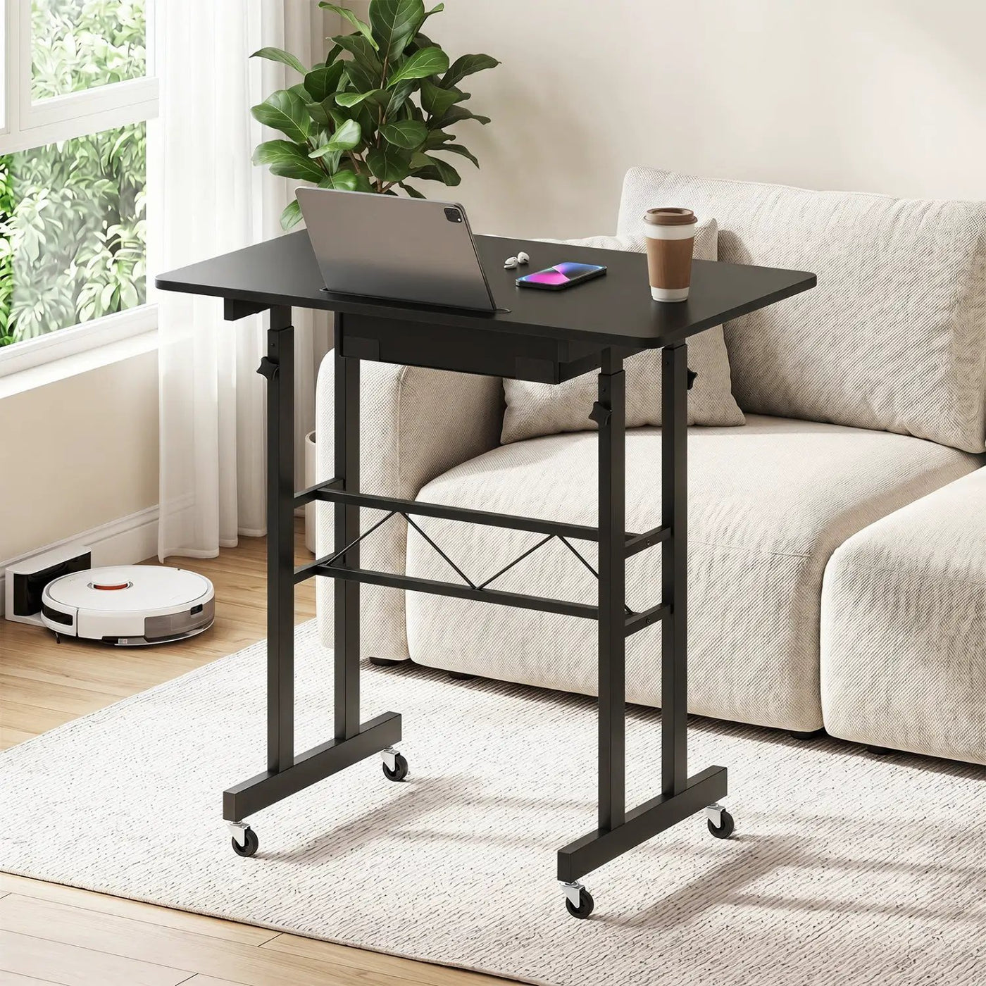 Height Adjustable Standing Desk with Wheels & Drawer by DirectDeals