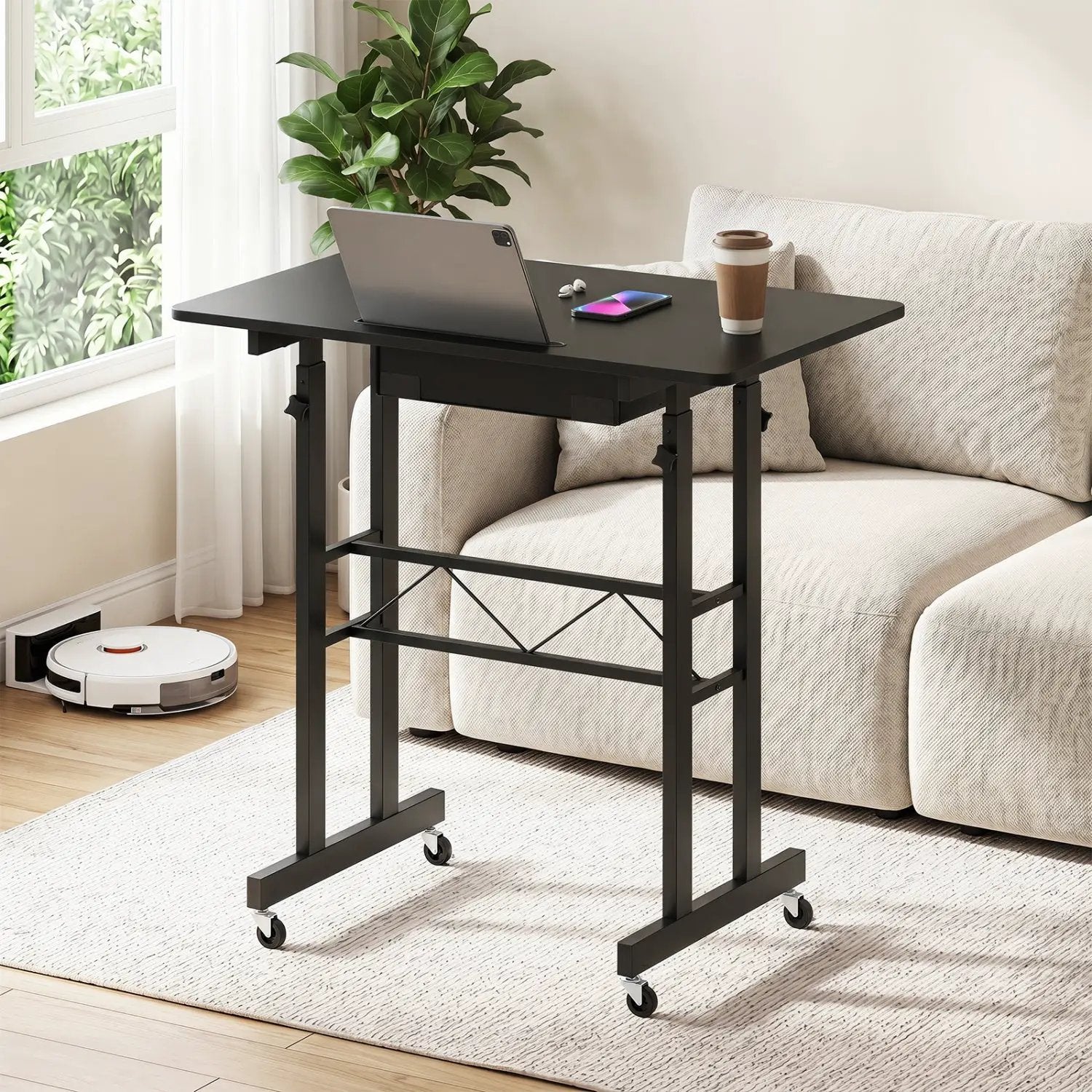 Height Adjustable Standing Desk with Wheels & Drawer by DirectDeals