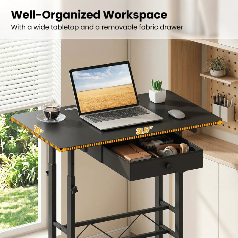 Height Adjustable Standing Desk with Wheels & Drawer by DirectDeals